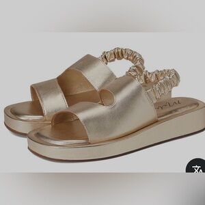 Matisse Gold‎ Leather Liv Platform Sandals Preppy Classic